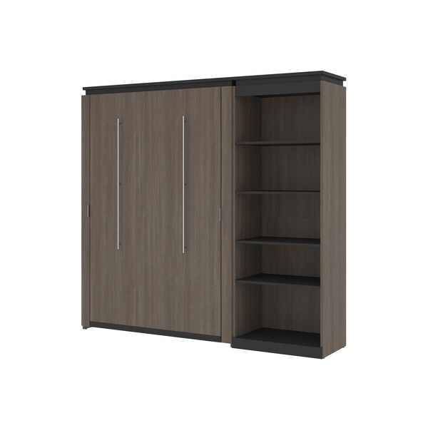 Orion Full Murphy Bed with Shelving Unit (89W), Bark Gray & Graphite
